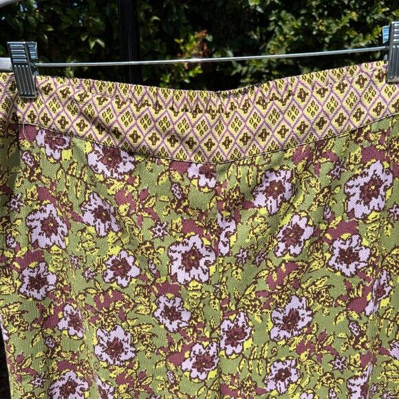 Cupcakes and Cashmere Wide Leg L Pants Boho Floral Geometric Trim - Picture 4 of 6